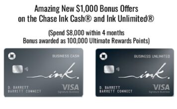 Best Ever $1,000 Chase Ink Cash® / Ink Unlimited® Offers! chase ink unlimited ink cash $1,000 100,000 point bonus offer.